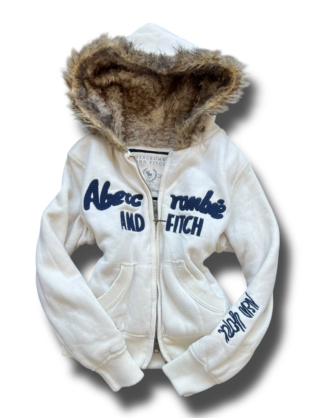 Vintage Abercrombie and fitch krátká mikina na zip s kožíškem