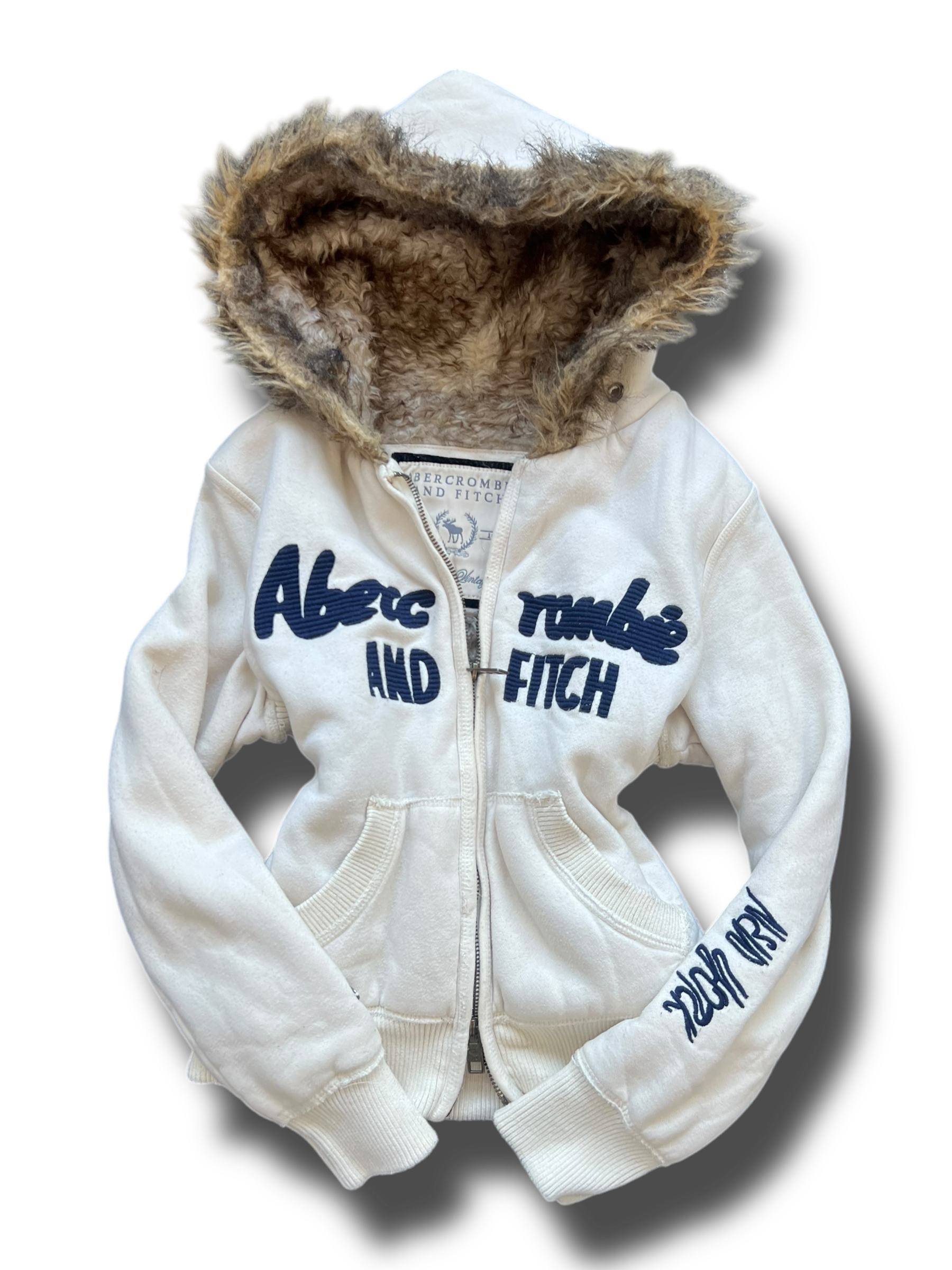 Vintage Abercrombie and fitch krátká mikina na zip s kožíškem
