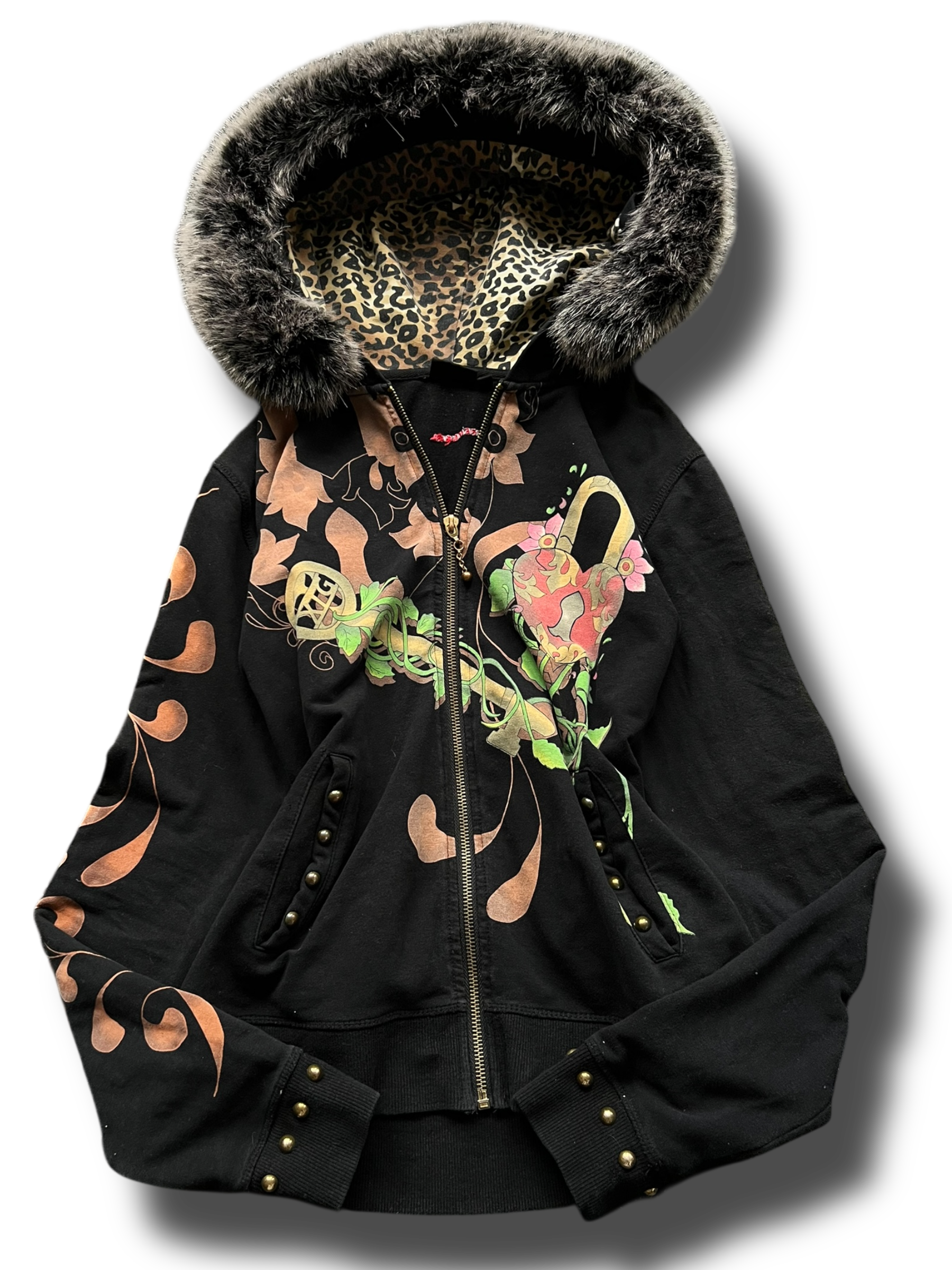 Vintage Y2k furry girly Ed hardy style XTG mikina