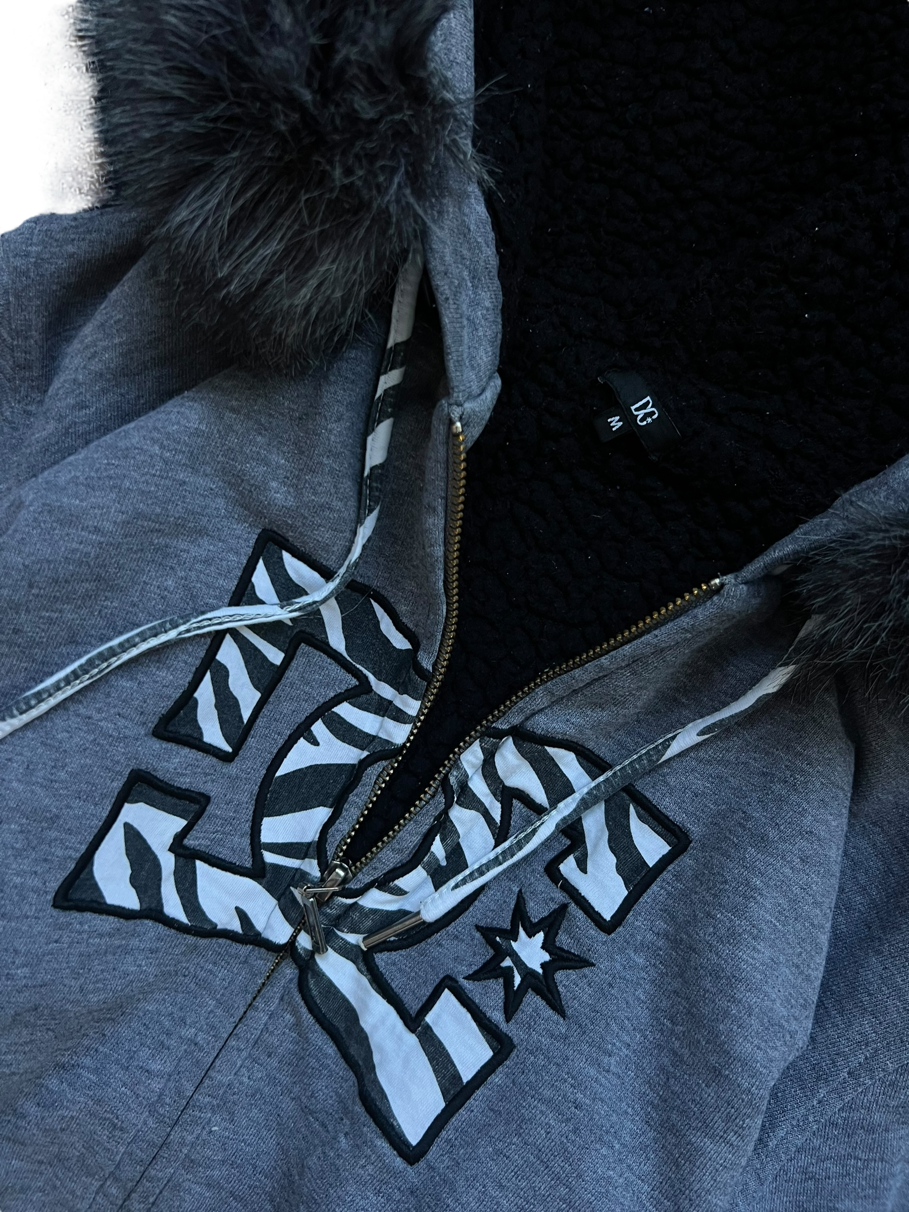 Vintage Y2k DC zip mikina s kožíškem