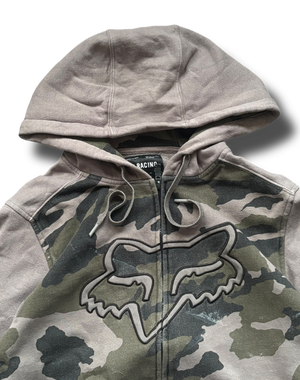 Vintage Y2K Fox racing camo mikina na zip