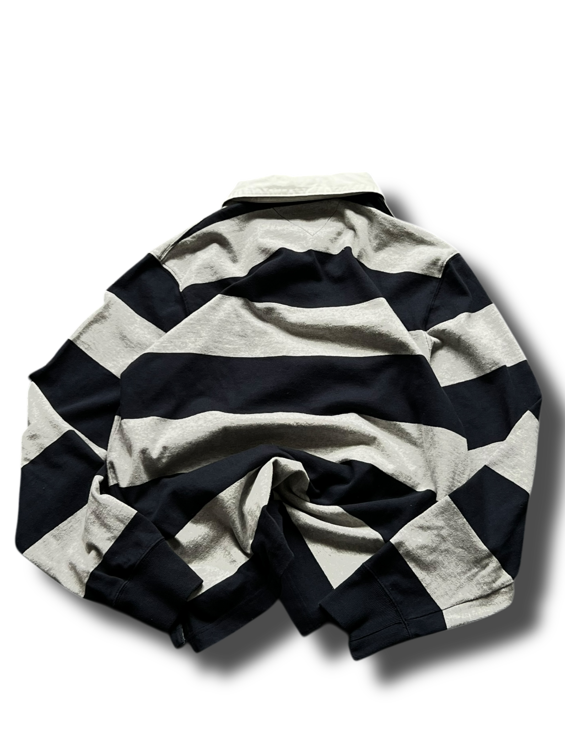 Vintage rare 00s heavy cotton striped Tommy Hilfinger polo longsleeve