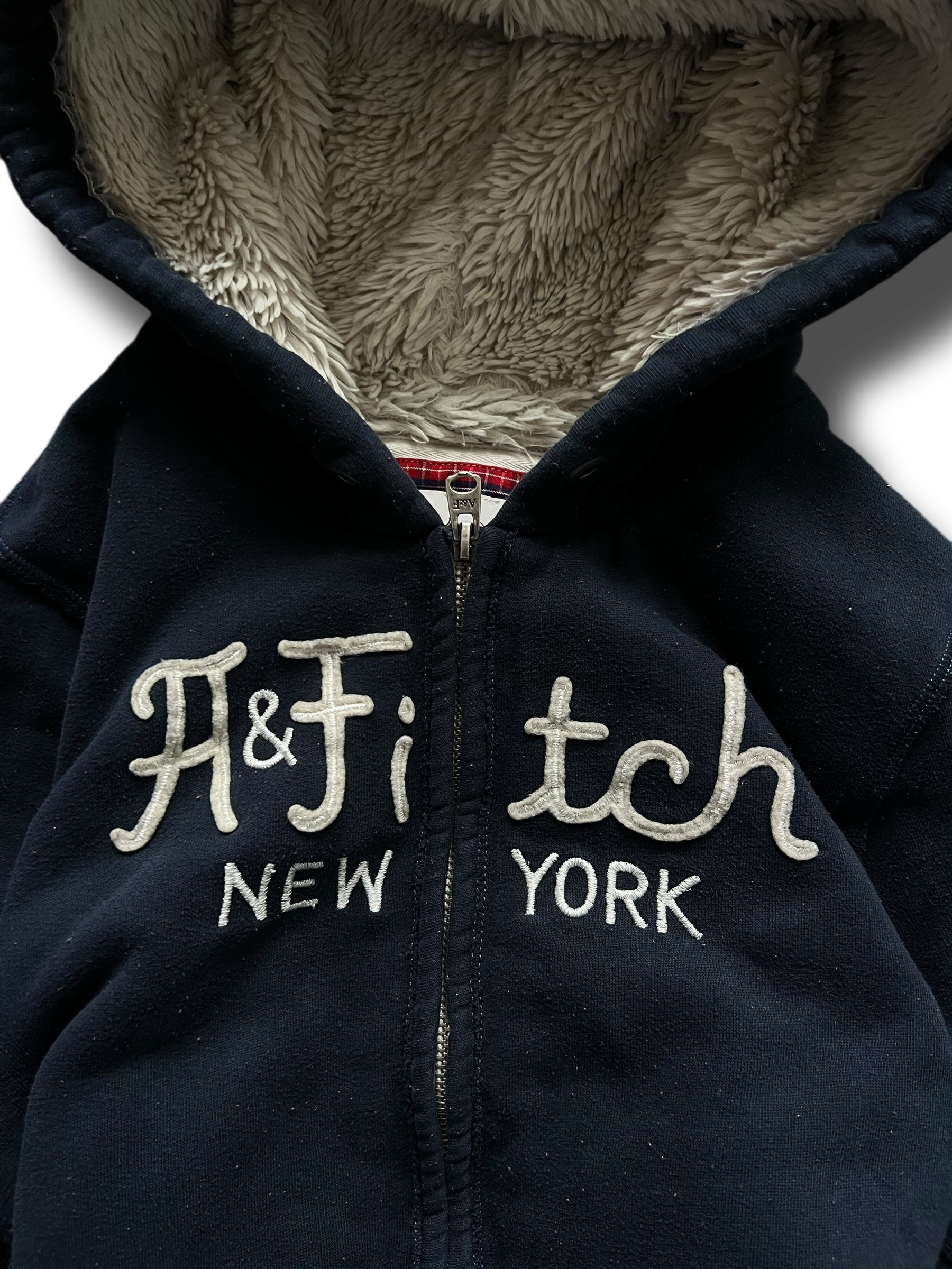 Abercrombie heavy Y2k zipper mikina s kožíškem