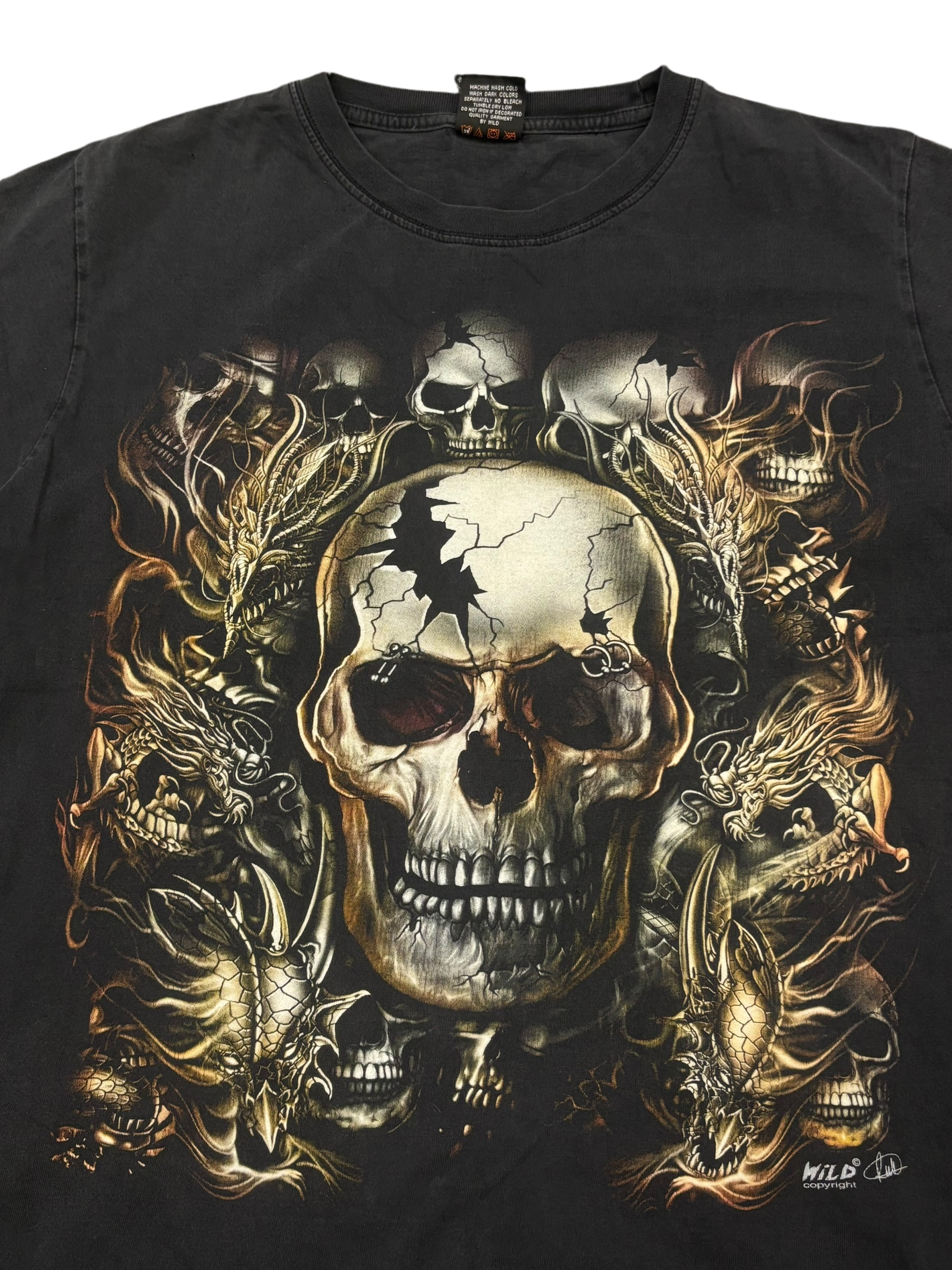 Vintage 2000s skull graphic tričko