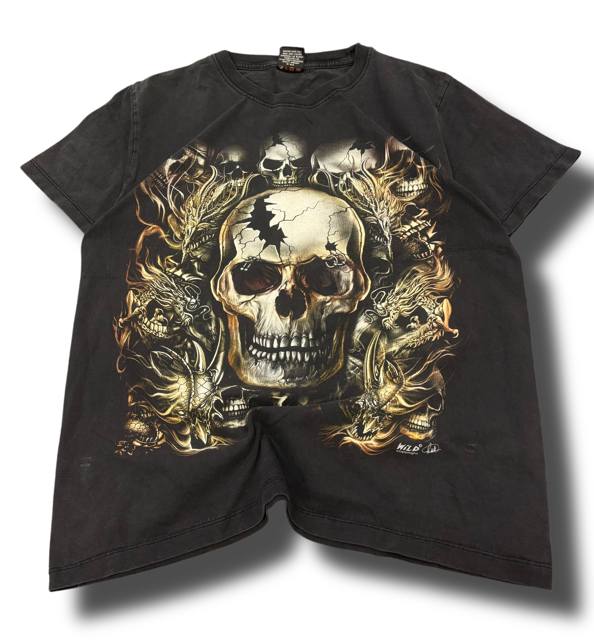 Vintage 2000s skull graphic tričko