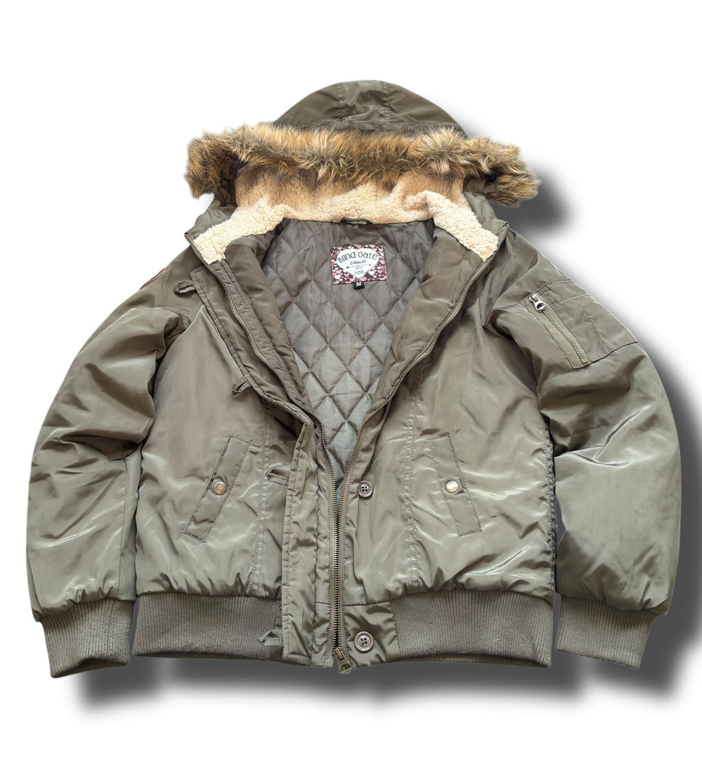 Y2K fur cropped dámská zimní bunda