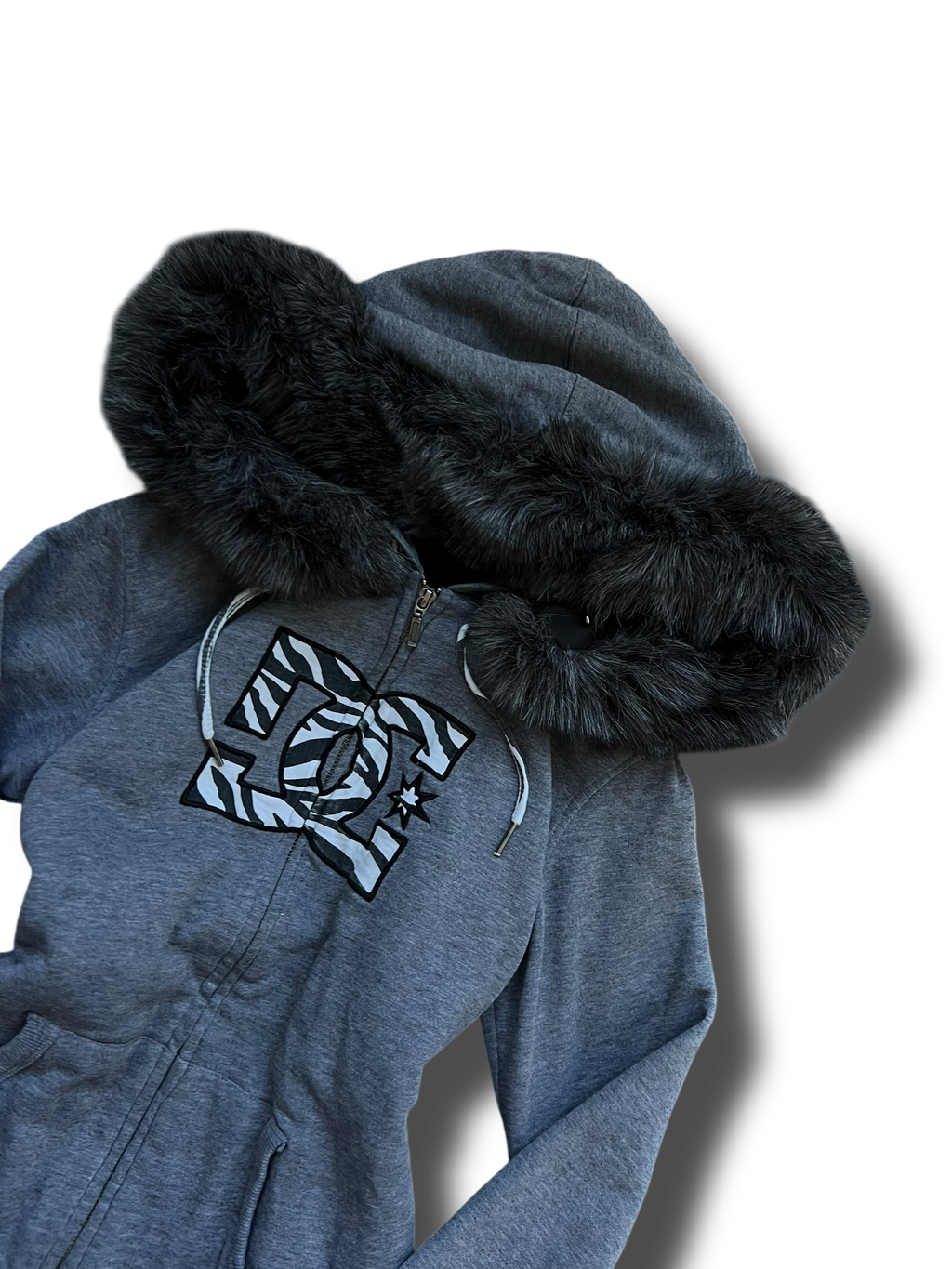 Vintage Y2k DC zip mikina s kožíškem