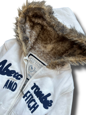 Vintage Abercrombie and fitch krátká mikina na zip s kožíškem