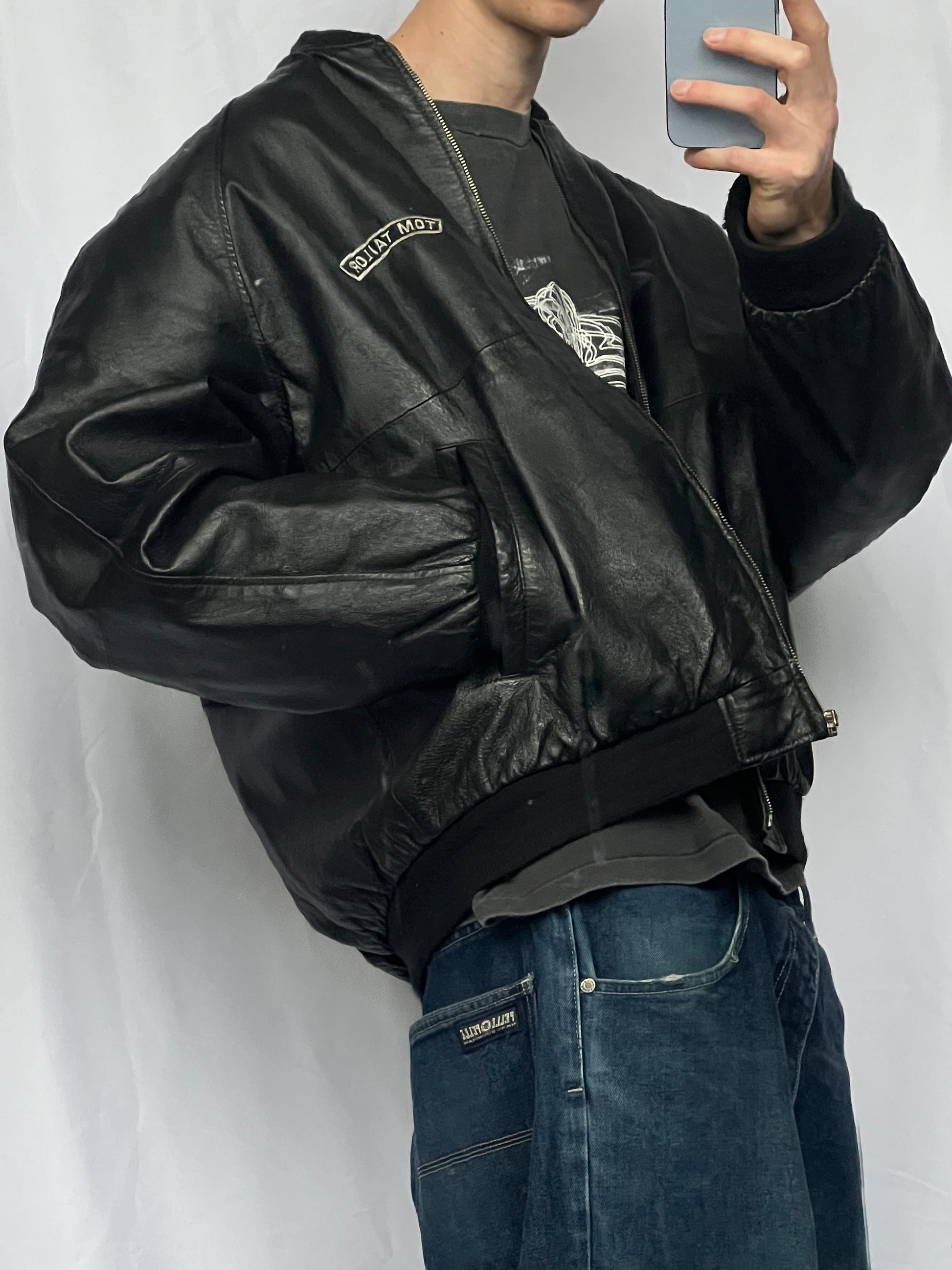 Vintage heavy real leather Tom Taylor kožená bunda