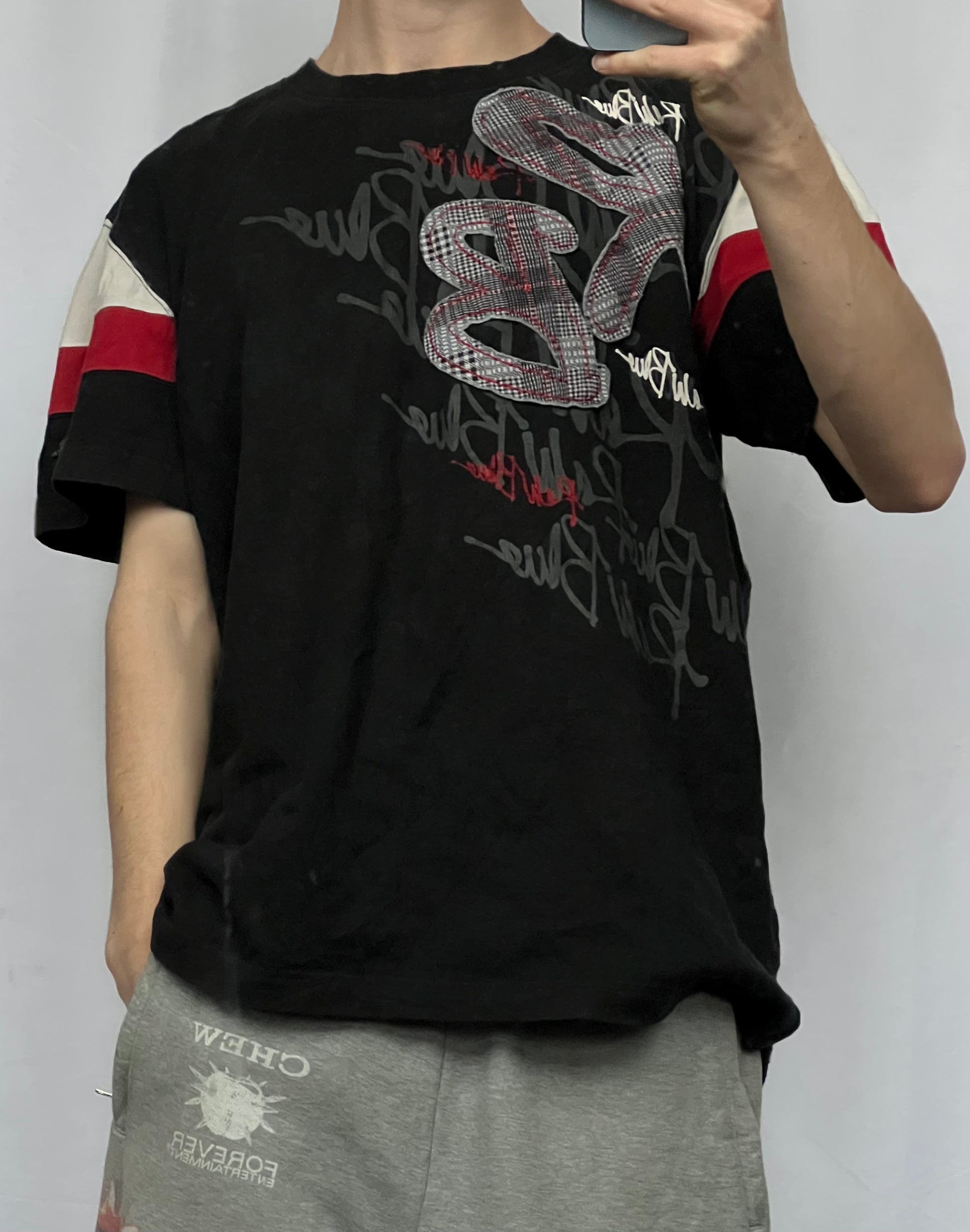 Vintage Y2K hip-hop Raw blue tričko