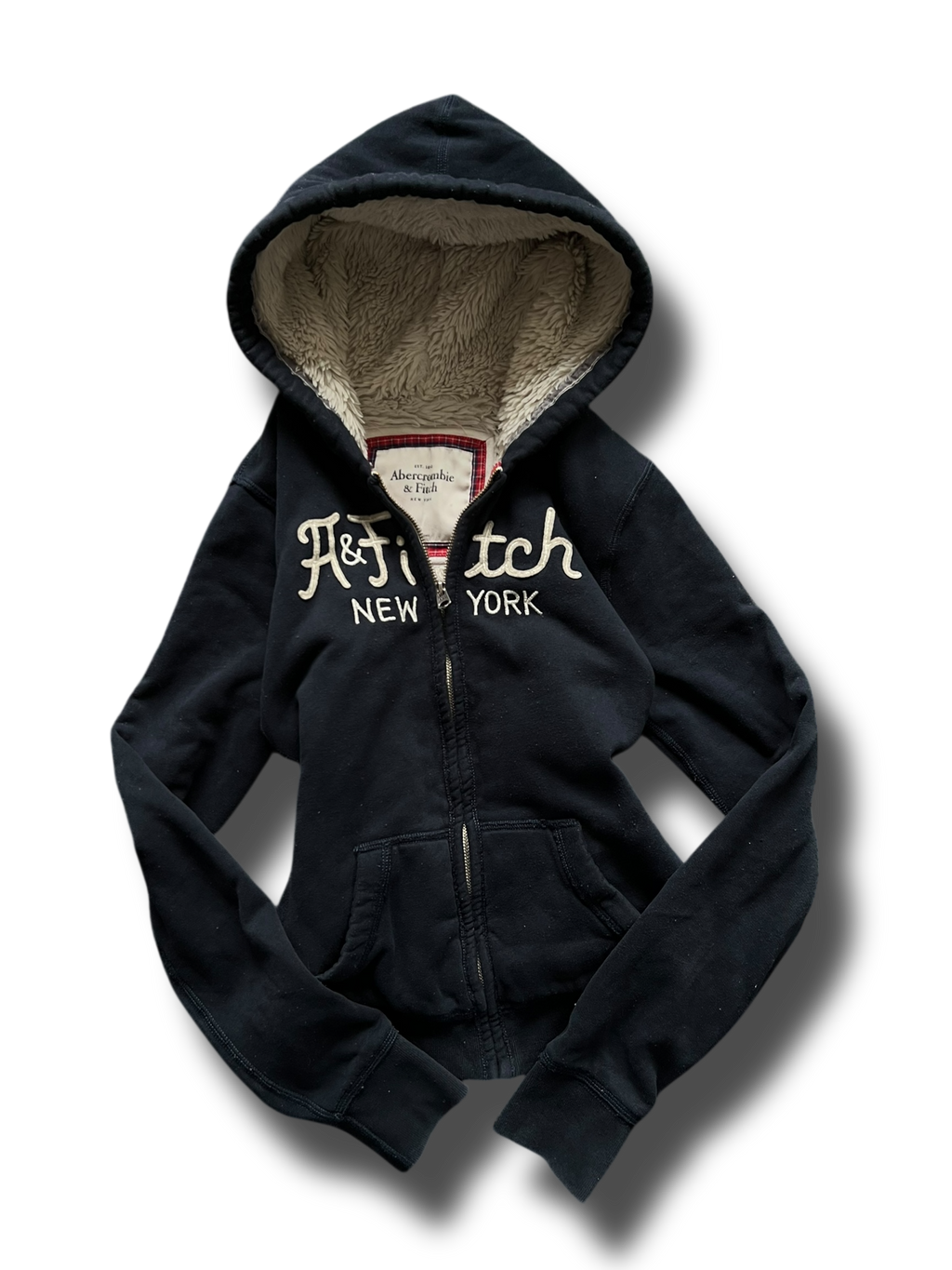Abercrombie heavy Y2k zipper mikina s kožíškem