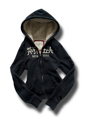 Abercrombie heavy Y2k zipper mikina s kožíškem
