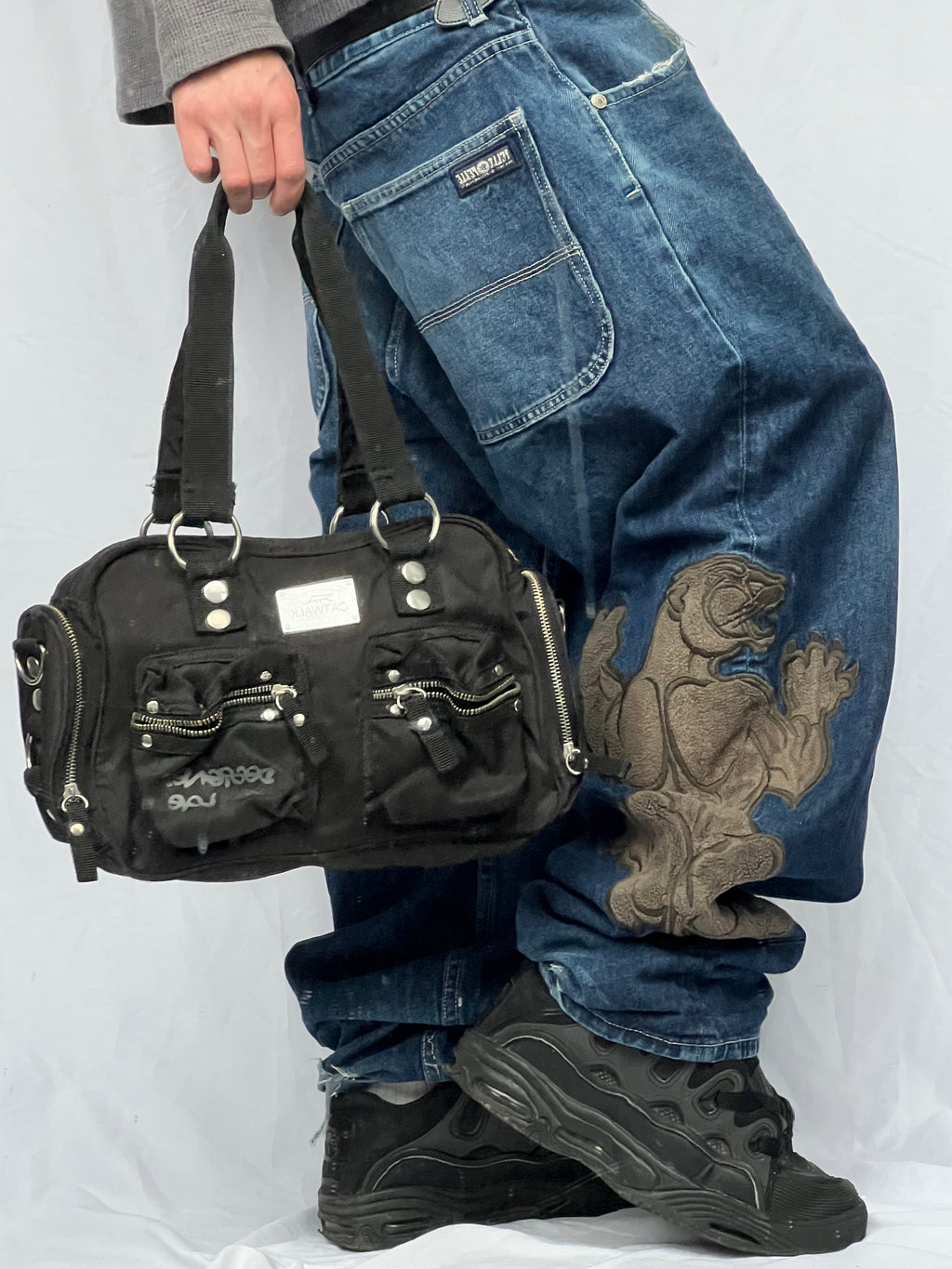 Vintage Y2k black catwalk kabelka