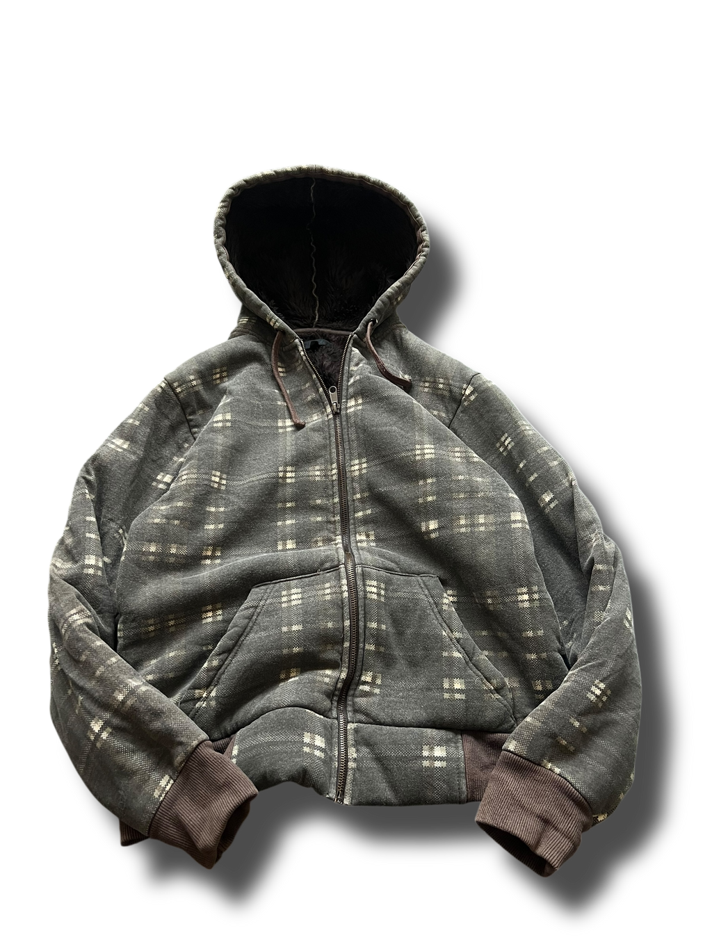 Y2k winter furry Blend zipper heavy mikina s kožíškem