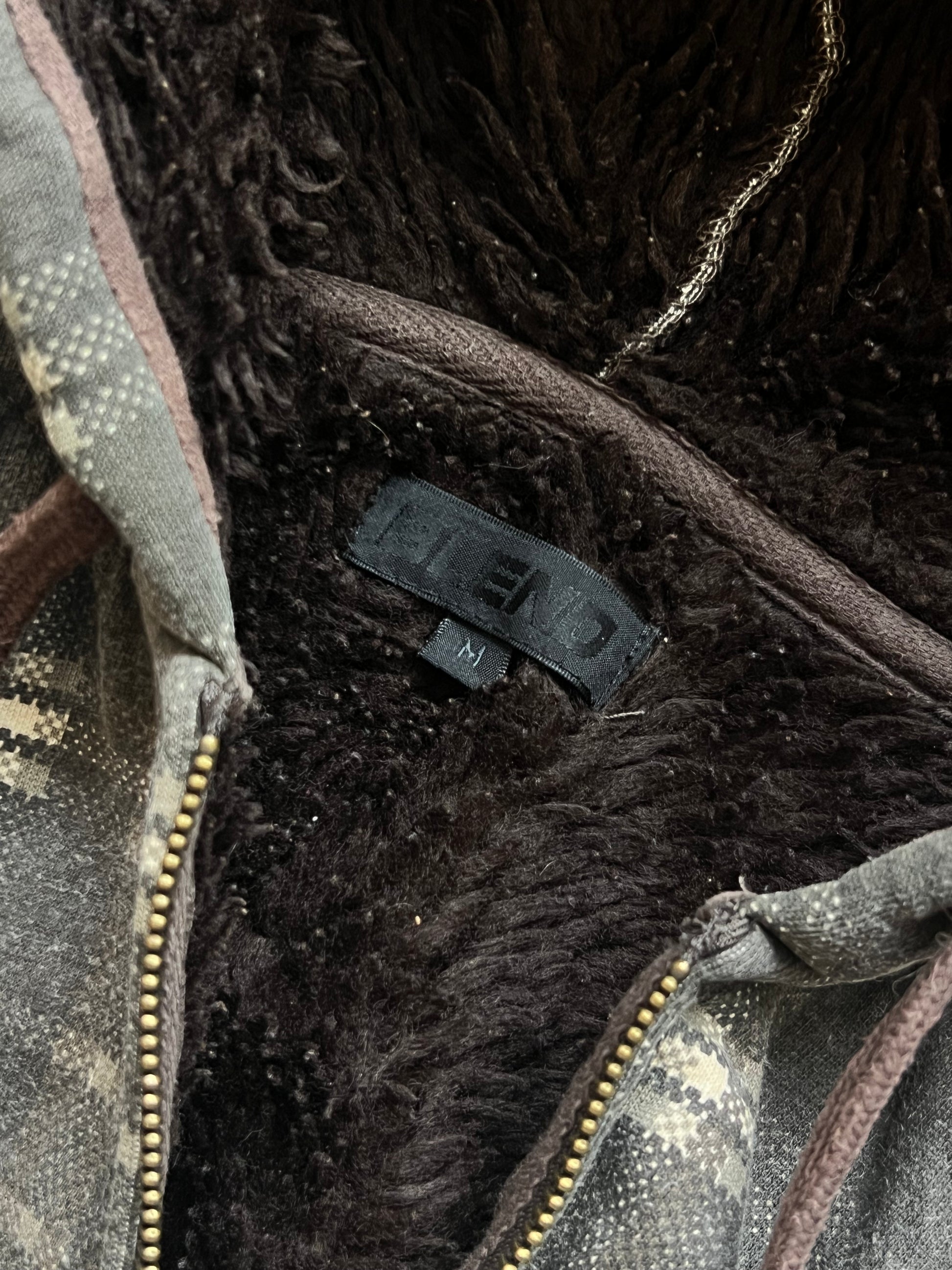 Y2k winter furry Blend zipper heavy mikina s kožíškem