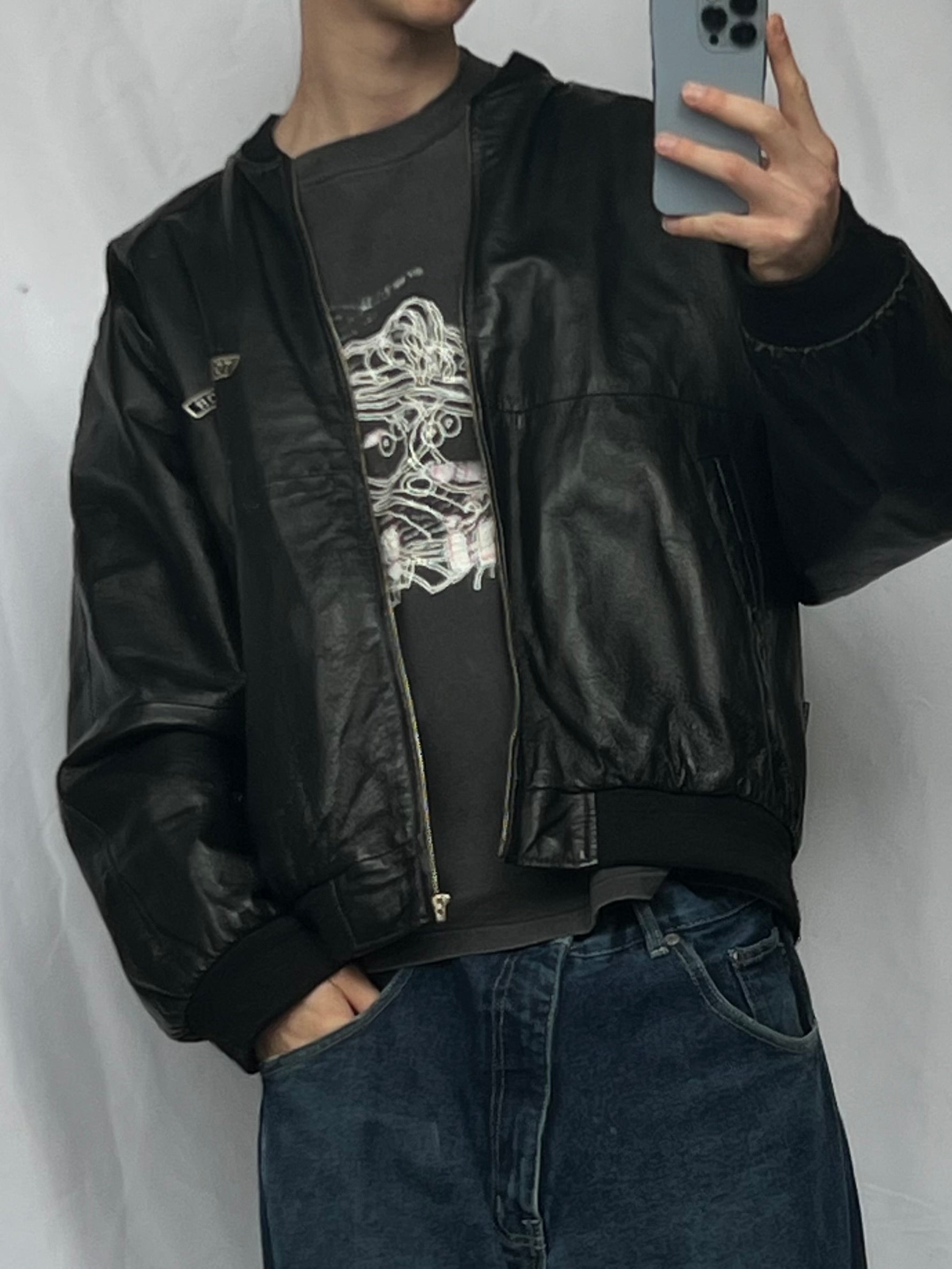 Vintage heavy real leather Tom Taylor kožená bunda