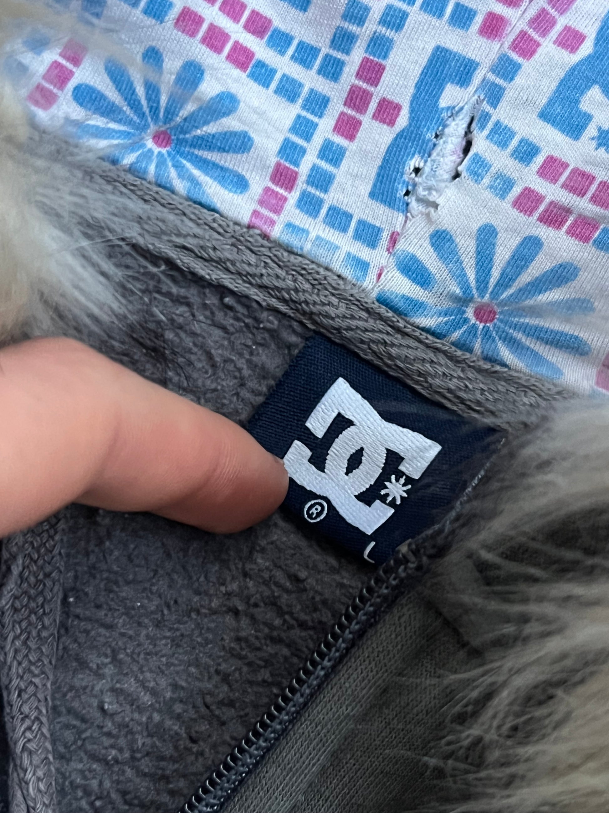 Y2k winter furry vintage DC zipp mikina s kožíškem