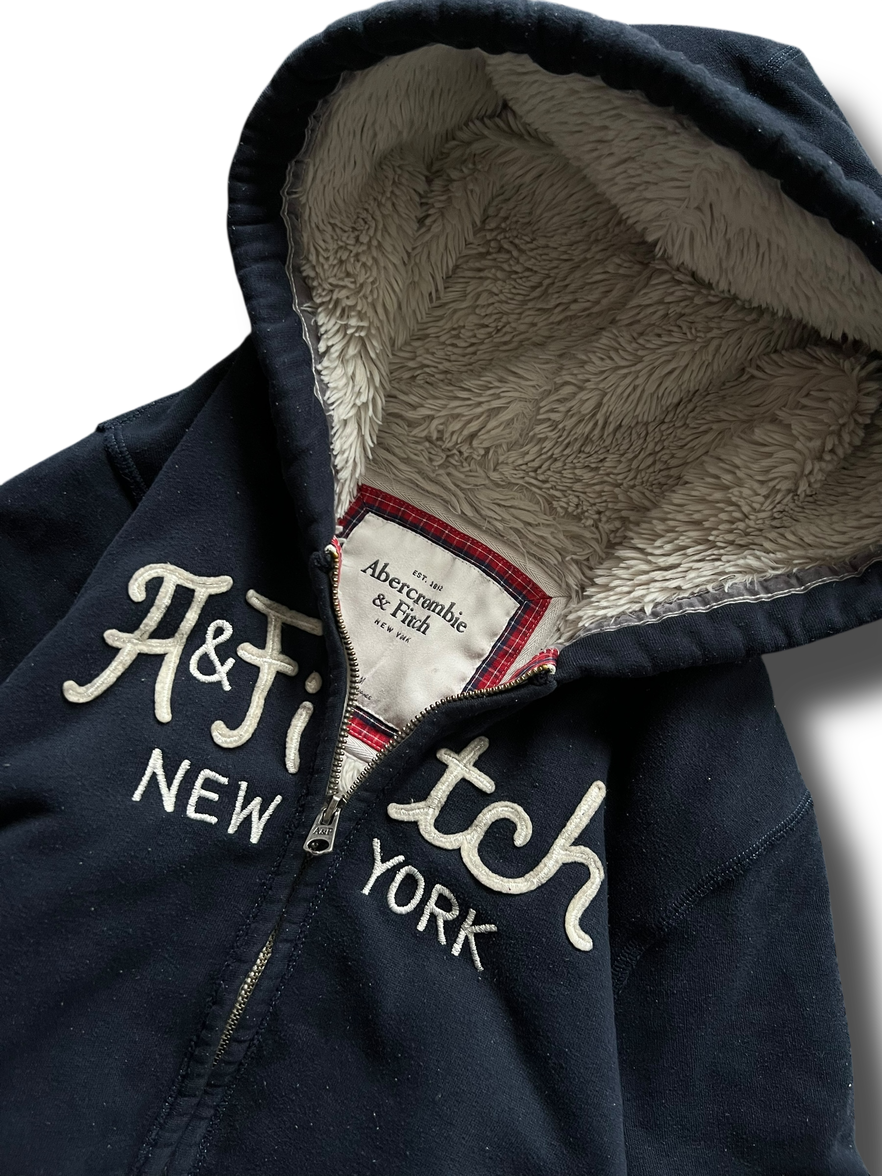 Abercrombie heavy Y2k zipper mikina s kožíškem