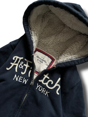 Abercrombie heavy Y2k zipper mikina s kožíškem