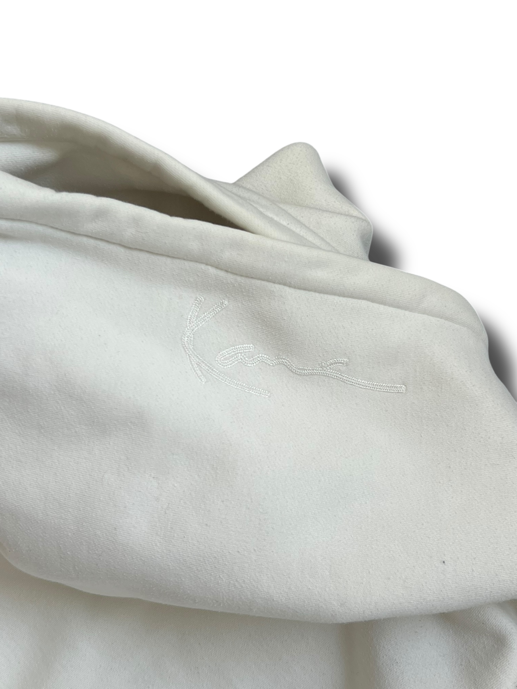 Vintage 90s rare Y2k heavy cotton creamy Karl Kani hoodie