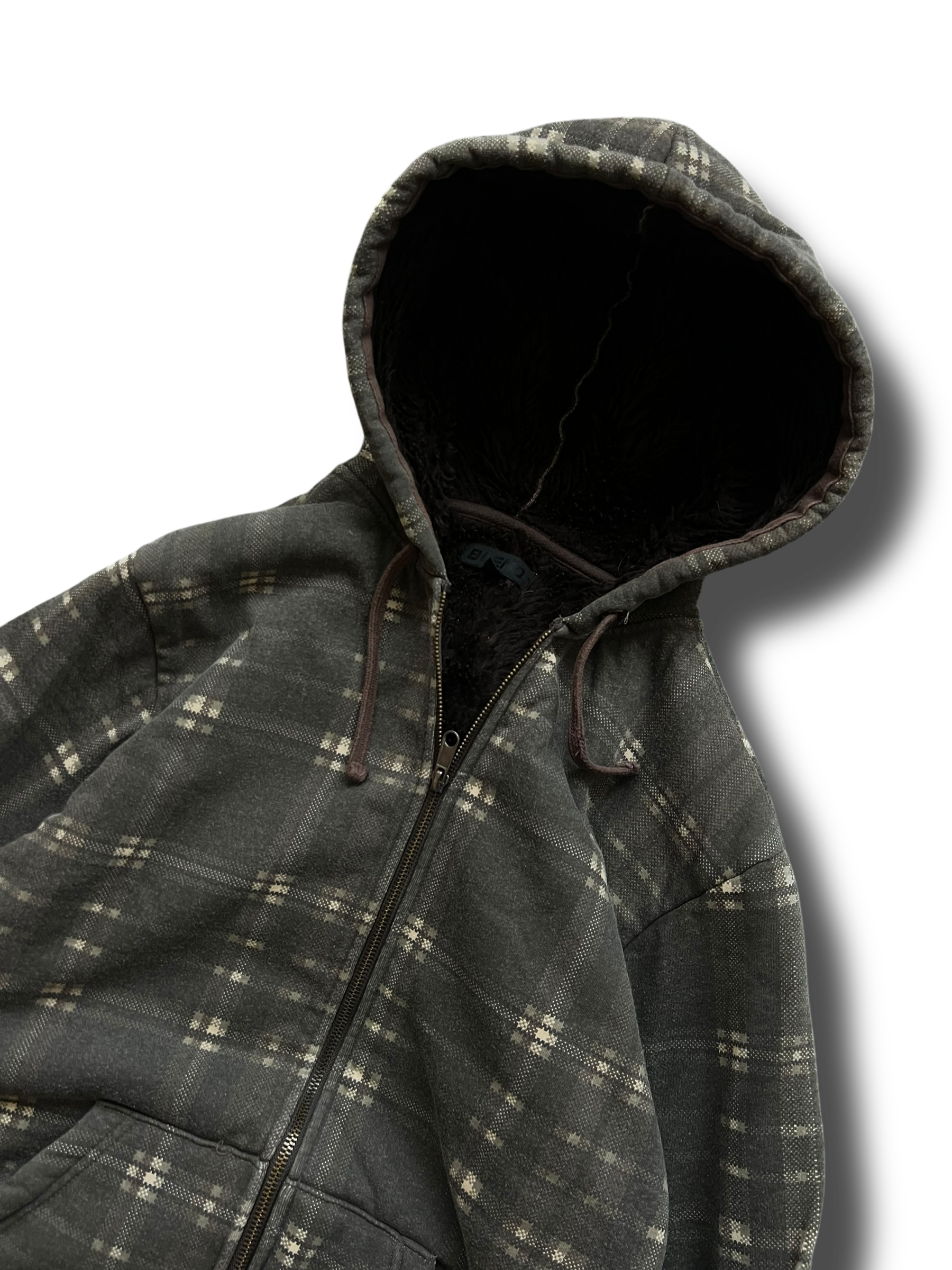 Y2k winter furry Blend zipper heavy mikina s kožíškem