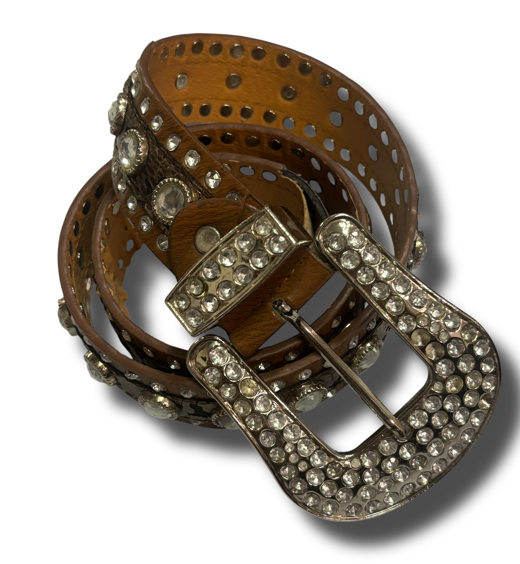 Vintage Y2K rhinestone cowboy pasek