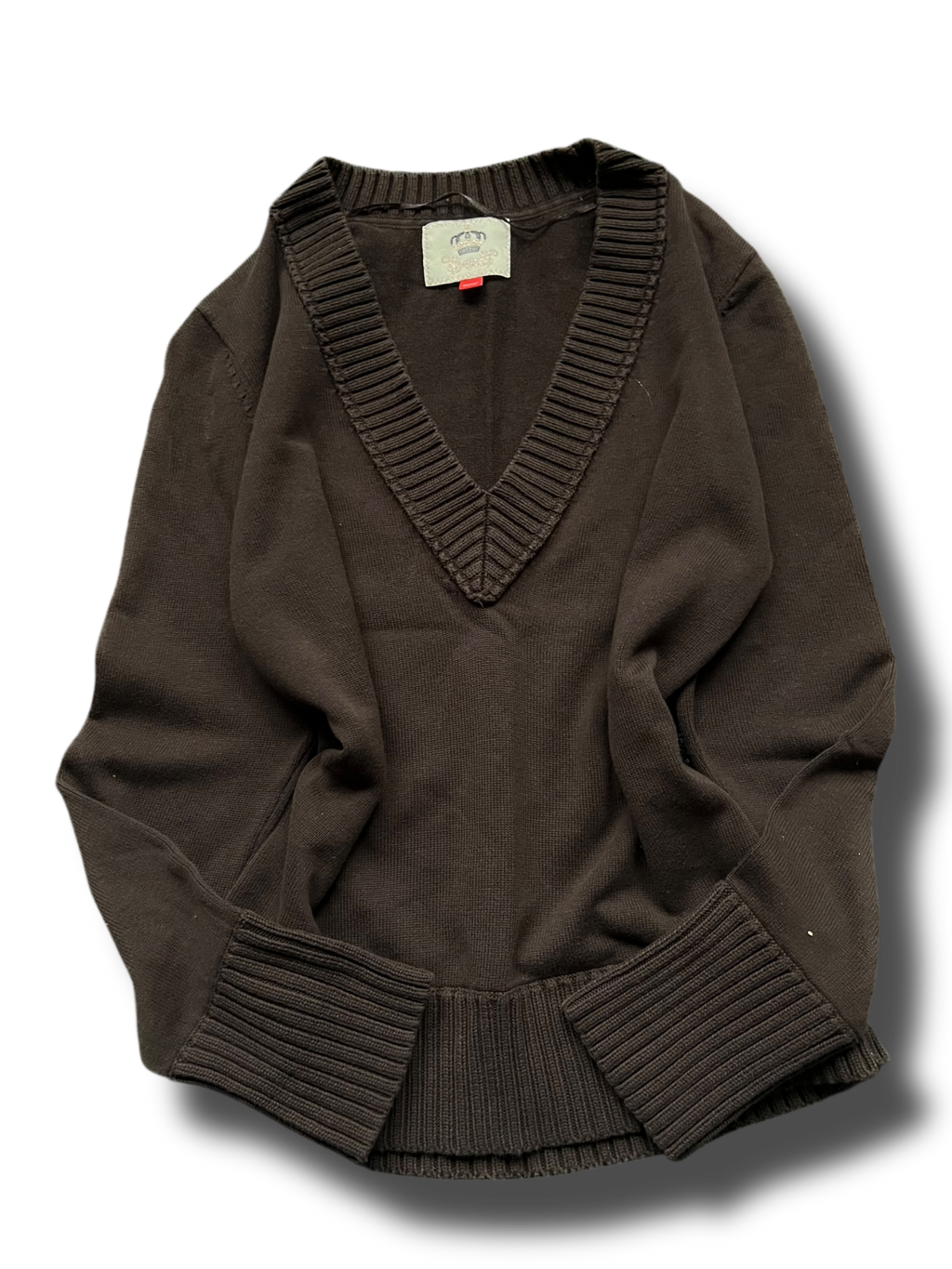 Y2k girly Espirit brown knit svetr