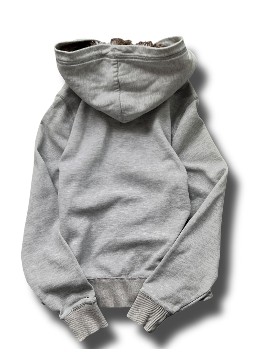 Vintage Y2k cropnutá Tommy Hilfiger kožíšková mikina na zip