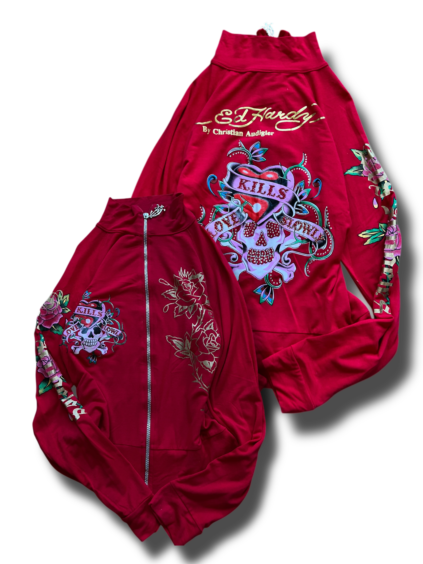 Vintage Y2k Ed Hardy girly zipper