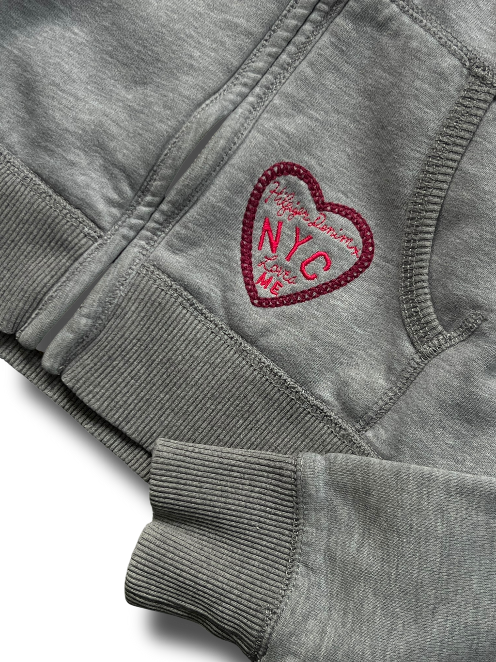 Vintage Y2k cropnutá Tommy Hilfiger kožíšková mikina na zip