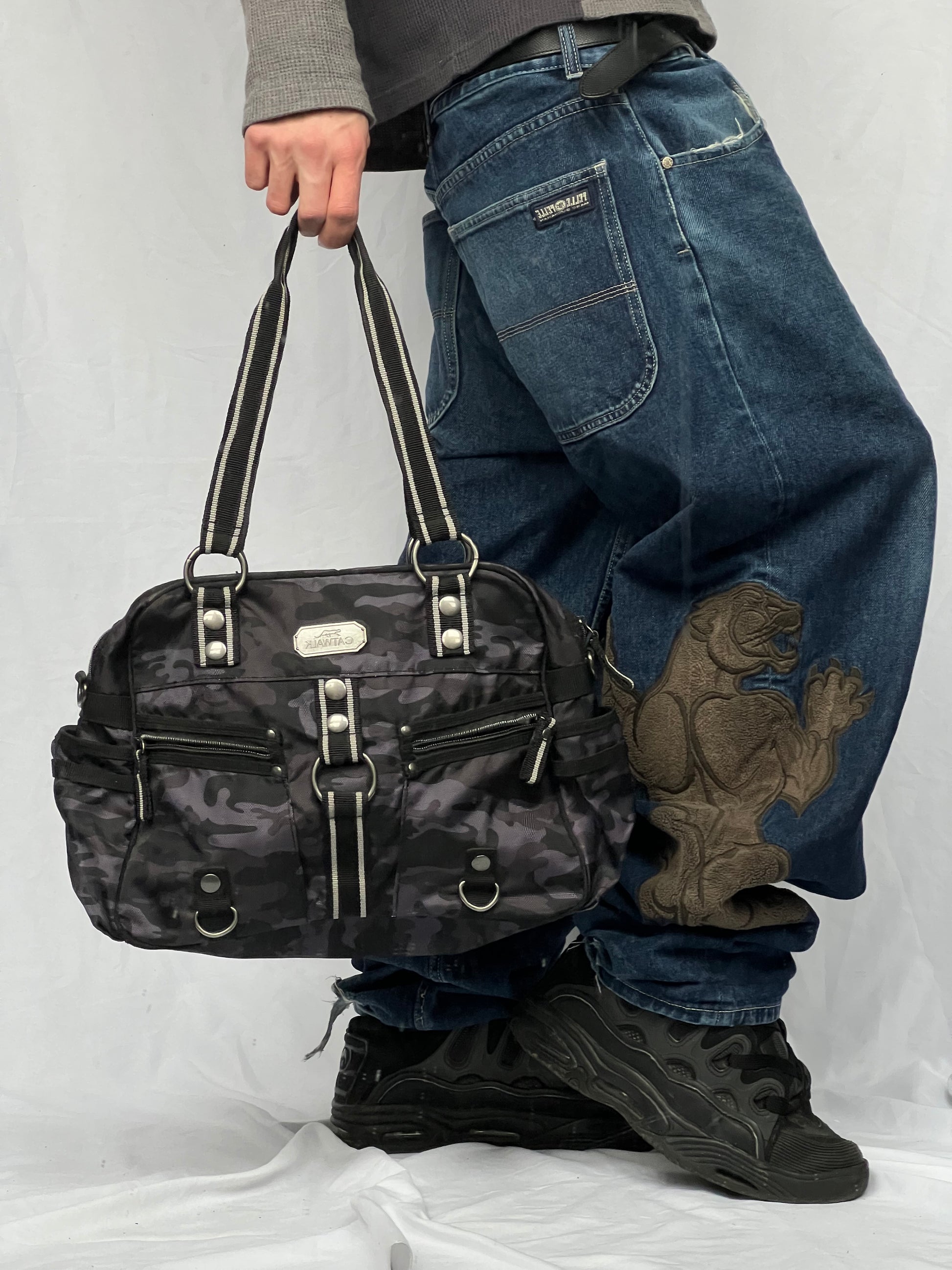 Vintage Y2k camo catwalk kabelka